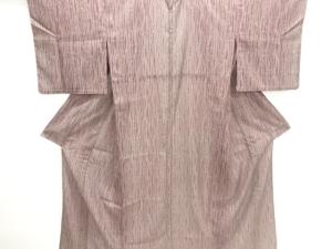 駒絽変わり縞に葉模様小紋着物